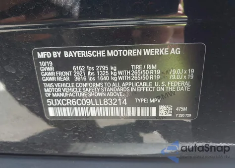 2020 BMW X5 xDrive40I z USA, uszkodzony, nr VIN 5UXCR6C09LLL83214